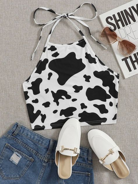 Cow Print Stuff, Tank Top Sewing Pattern, Cow Stuff, Trendy Tank Tops, Summer Tank Dress, Womens Halter Tops, Women Tank Tops, Tank Top Dress, A Cow