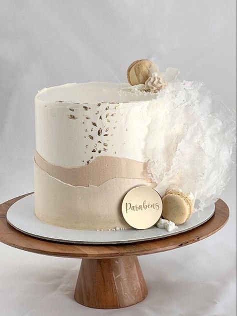 White And Beige Cake, Beige Cake Birthday, Beige Baby Shower Cake, Neutral Cake Ideas, Beige Birthday Cake, Naked Cakes Birthday, Beige Cake, Engagement Cake Ideas, Neutral Cake