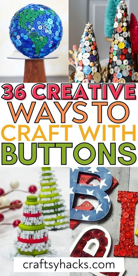 You can have more fun crafting on a low budget when you create these very fun button craft ideas. These creative crafts with buttons are super easy to make for any level of crafter to create. Make these DIY button crafts and enjoy more crafting. What To Do With Old Buttons Ideas, Button Crafts For Adults Easy Diy, Covered Button Crafts, Button Necklace Diy How To Make, Using Buttons For Crafts, Craft With Buttons Project Ideas, Creative Button Ideas, Crafts Using Buttons Ideas, Crafting With Buttons