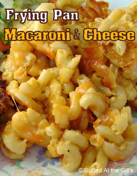 Frying Pan Macaroni and Cheese Fry Pan Recipes, Blackstone Bbq, Corn Sauce, Bar Under Stairs, Fried Macaroni And Cheese, Fried Macaroni, Macaroni And Cheese Casserole, Fried Pasta, Macaroni Casserole