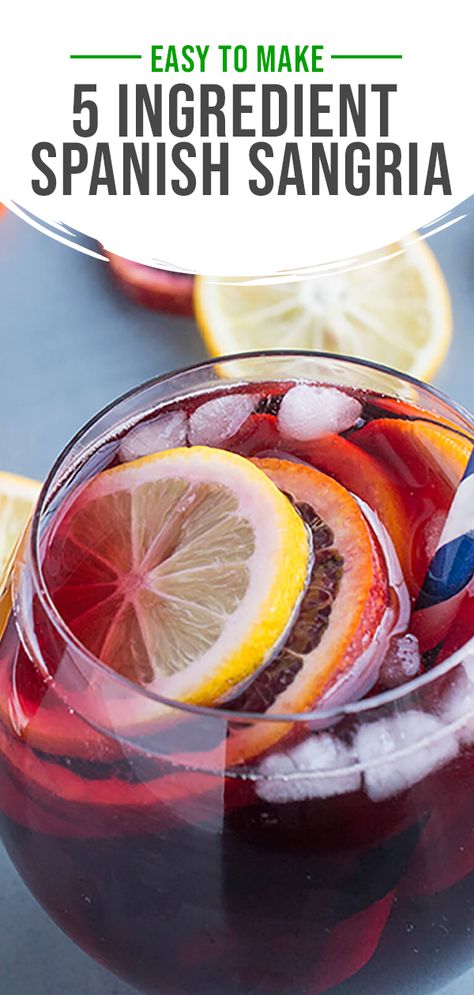 Using just 5 simple ingredients, this fresh and fruity sangria recipe is ideal for entertaining and perfect for making ahead of time. Blood Orange Sangria, Spanish Sangria, Fruity Sangria, Orange Sangria, Red Sangria Recipes, Easy Sangria Recipes, Red Wine Sangria, Lemon Bowl, Liqueurs Recipes