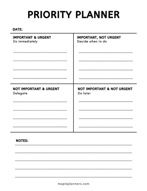 Free Printable Priority Planner Work Templates Free Printables, Productivity Planner Free Printables, Prioritization Worksheet, Priority Worksheet, Work Organization Printables, Productivity Templates, Universe Journal, Priority Planner, Daily Planner Ideas