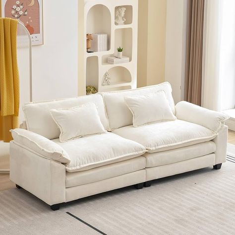 Amazon.com: VUYUYU Sectional Sofa Comfy Cloud Couch for Living Room with Pillows, Modern Chenille Sofa Sleeper Deep Couches with Ottoman (Cream White, 3-Seat) : Home & Kitchen Comfortable Sofa Couch, Pillow Top Couch, Small Bedroom Couch, Small Apartment Living Room Sofas, Low Profile Couch, Love Seat Sofa Small Spaces, Sunroom Couch, Comfy Loveseat, Country Couches