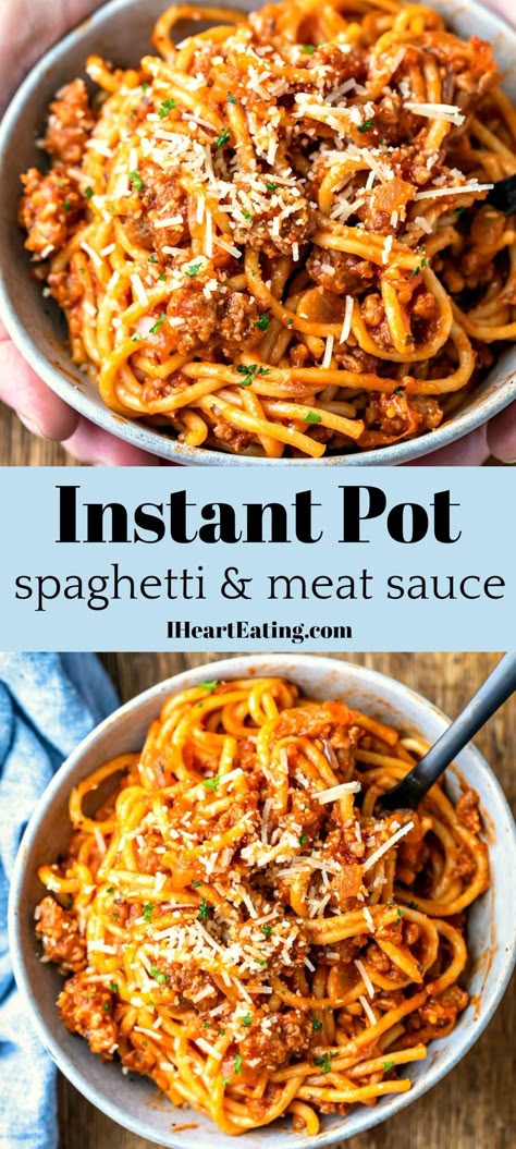 Meat Instant Pot Recipes, Instapot Dinner Recipes, Pressure Cooker Spaghetti, Spaghetti And Meat Sauce, Instant Pot Spaghetti Recipe, Instant Pot Beef Recipes, Dinner Recipes Pasta, Meat Sauce Recipe, Spagetti Recipe