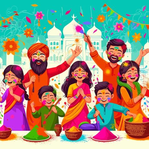 Holi Cartoon Images, Holi Illustration, Mandala Wall Art Murals, Happy Holi Background, Hindi Project, Holi Drawing, Holi Background, Holi Festival India, Holi Theme