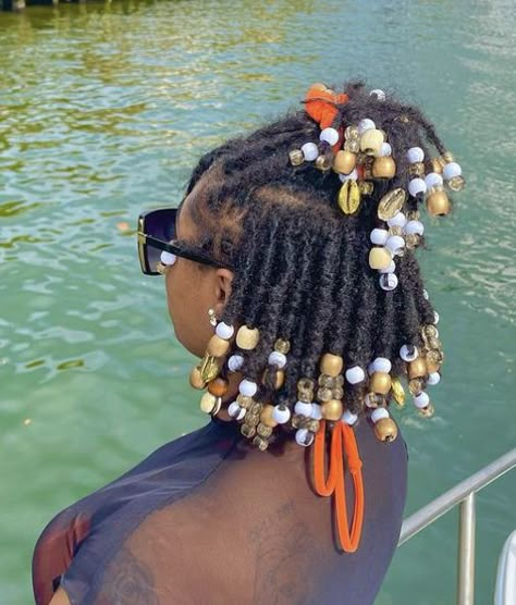 Beaded Locs, Locs Ideas, Pretty Dreads, Beautiful Dreadlocks, Short Locs, Locs Styles, Short Locs Hairstyles, Loc Hairstyles, Beautiful Locs