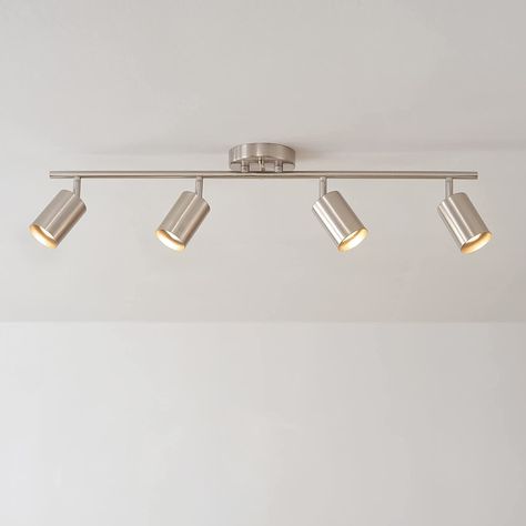 Contemporary Track Lighting, Track Lighting Kitchen, Track Lighting Kits, Track Light, Kitchen Ceiling, Lighting Design Interior, Metal Lighting, Brass Gold, Incandescent Bulbs