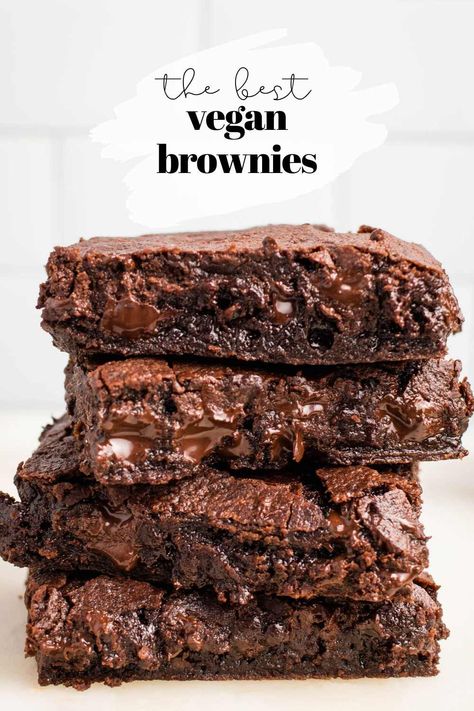 Fudgy Vegan Brownies, Chocolate Chunk Brownies, King Arthur Flour Recipes, Vegan Baking Recipes, Vegan Brownies, Protein Brownies, Vegetarian Desserts, Vegan Brownie, King King