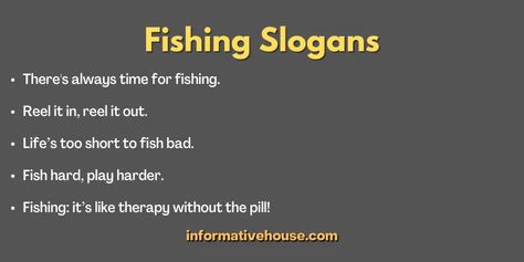 150+ The Most Funny Fishing Slogans You Can Ever Use Fishing Slogans, Catchy Business Names, Unique Business Names, Name Boards, Funny Fishing, Names Ideas, Unique Business, Fishing Humor, Best Fishing