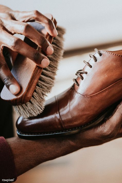 Man applying shoe polish to his brown leather shoes | premium image by rawpixel.com / Felix Men Shoes Photography Ideas, Leather Shoes Brand, Cozy Shoes, Shoes Photography, Rossi Shoes, Classy Shoes, Shoe Polish, Shoe Shine, Brown Leather Shoes