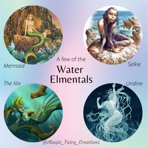 Water Gods And Goddesses, Mythological Sea Creatures, Air Element Animals, Sea Creatures Mythical, Water Element Animals, Spirit Element Witchcraft, Water Mythical Creatures, Water Creatures Mythical, Water Mythology