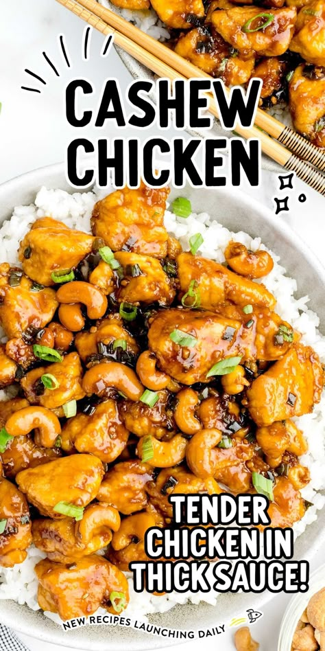 Cashew Chicken Baked Cashew Chicken, Delicious Entrees, Chicken Cashew, Chicken Lickin, Cashew Recipes, Cashew Chicken Recipe, Chicken Recipes Boneless, Better Than Takeout, Chinese Cooking Recipes