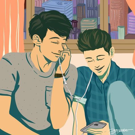 What If It’s Us by Becky Albertalli and Adam Silvera || Hasmaye Marie on Instagram: “Aren't Arthur and Ben the cutest and the most adorable? I've commissioned this art for #BeckyandAdamInPH as a gift for Adam and Becky. My…” Ben And Arthur What If Its Us, What If Its Us Fanart, What If Its Us, Board Header, Adam Silvera, Lgbt Book, Queer Books, Rainbow Rowell, Gay Books