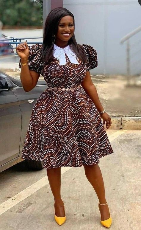 Ankara Short Flare Gowns: 30+ Latest and Trending Styles For Any Occasion Ankara Flare Dresses, Flare Dress Styles, Ankara Flare Gown Styles, Short Flare Gown, Ankara Short Flare Gowns, Flare Gown Styles, Short Flare Dress, Short Gown Styles, Ankara Dress Designs