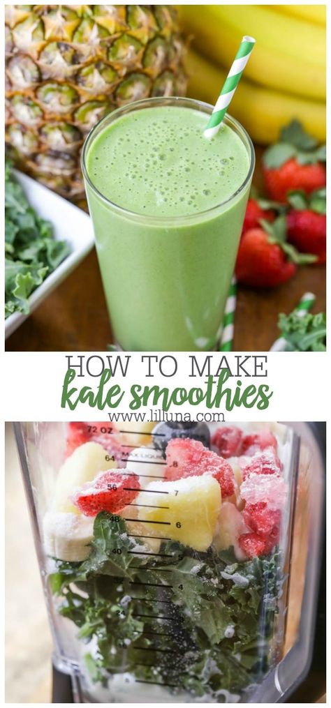 Let's lighten things up this month with this fresh kale smoothie! It's packed with delicious healthy ingredients that will make you feel energized all day long. #kalesmoothies #smoothies #kale #healthysmoothies #breakfast Kale Smoothie Recipes, Apricot Smoothie, High Protein Smoothies, Feel Energized, Kale Smoothie, Snack Prep, Raspberry Smoothie, Interesting Recipes, Pineapple Smoothie