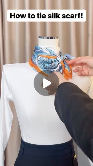 ilymix ❤ on Instagram: "How to tie silk scarf. #silkscarf #fashionblogger #styleblogger #fashionstyle #scarf" Small Scarf Tying, Tie Silk Scarf, Hermes Scarf Tying, Swimsuit Coverup Ideas, Fashionable Business Casual, Gardening Outfits, Ways To Tie Scarves, Style Help, Tie Scarves