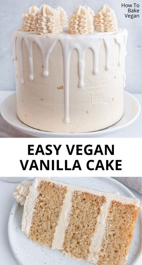 Banana Diaries, Vegan Vanilla Cake, Vegan Buttercream, Vegan Baking Recipes, Vegan Cake Recipes, Eggless Baking, Vanilla Cake Recipe, Vegan Sugar, Cake Vegan