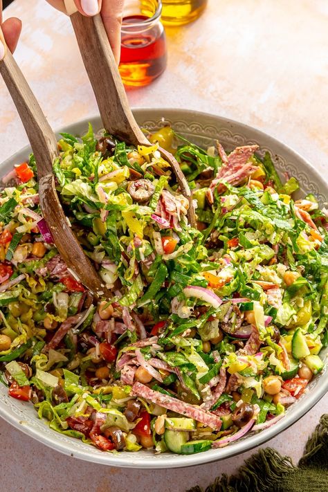 Italian Chopped Salad - Fed & Fit Chop Salads, Hard Recipes, Chopped Salad Dressing, Easy Chopped Salad, Tuscan Chicken Recipe, Italian Vinaigrette, Salads For Summer, Chopped Salad Recipe, Italian Salad Recipes