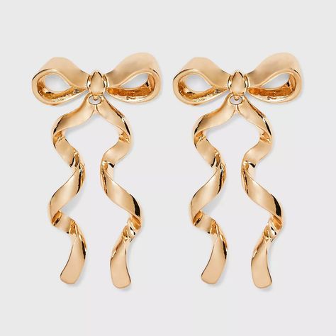 Sugarfix By Baublebar Bow Statement Stud Earrings - Gold : Target Preppy Accessories Earrings, Prwppy Earrings, Cute Earrings Target, Preppy Earrings Kendra Scott, Madewell Bow Earrings, Gold Christmas Accessories, Accessories Target, Statement Stud Earrings, Dinner Plans