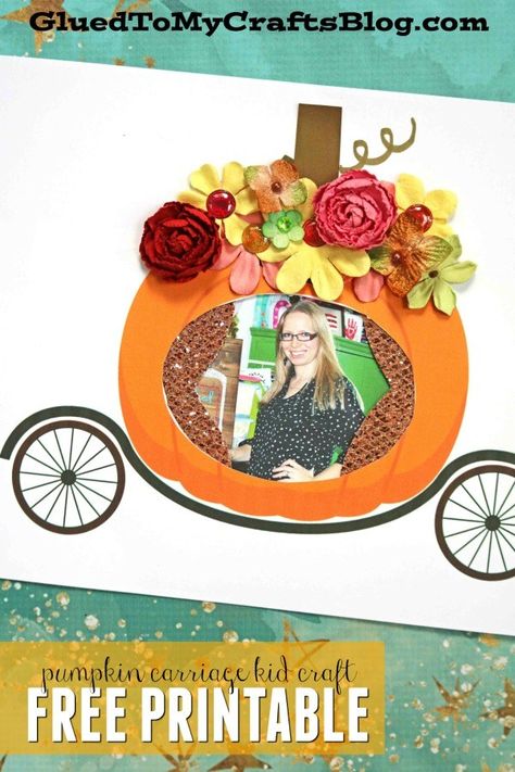 Paper Pumpkin Carriage - Fall Themed Kid Craft Idea - Free template included to get you started! #gluedtomycrafts School Classroom Decoration Ideas, Pumpkin Cinderella Carriage, Pumpkin Cinderella, Cinderella Crafts, Preschool Autumn, School Classroom Decoration, October Themes, Pumpkins Preschool, Cinderella Pumpkin Carriage