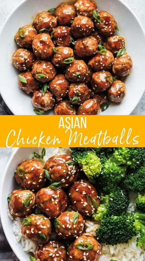 Ambitious Kitchen Meatballs, Honey Ginger Meatballs, Recipes With Chicken Meatballs, Meatballs Dishes, Meatballs Broccoli, Husband Dinner, Meatballs Asian, Sesame Glaze, Asian Chicken Meatballs