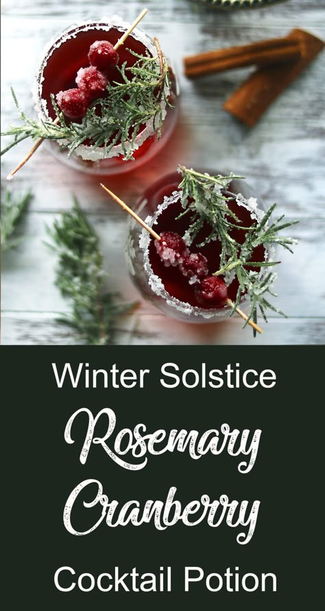 Sugared Rosemary, Yule Party, Nature Worship, Tipsy Tuesday, Moon Worship, Winter Solstice Party, Cranberry Simple Syrup, Rosemary Cocktail, Happy Yule