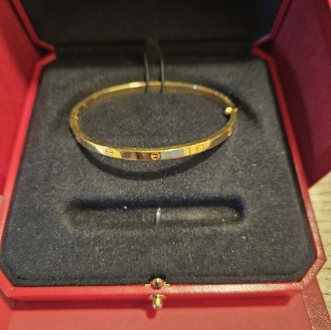 LIKE NEW - Small Cartier Love Bracelet (Yellow Gold) - Size 18 with Certificate Cartier Jewelry, Cartier Love Bracelet, Love Bracelets, Bracelet Sizes, Cartier, Womens Jewelry Bracelets, Like New, Yellow Gold, Women Jewelry