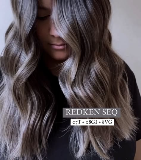 Ashy Level 8 Shades Eq, Ash Brown Balayage Redken Formula, Redken Shades Eq 4m, Ashy Blonde Redken Formula, Redken Shades Eq Formulas Ashy Brunette, Ashy Brunette Formula, Cool Toner For Brown Hair, Ashy Brown Formula, Ashy Brown Shades Eq Formula