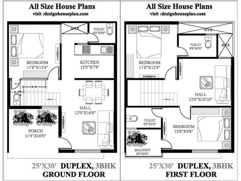 South Facing House, West Facing House, North Facing House, Small Home Plans, 2bhk House Plan, Modern House Floor Plans, Duplex Plans, House Plans 3 Bedroom, Apartment Floor Plan