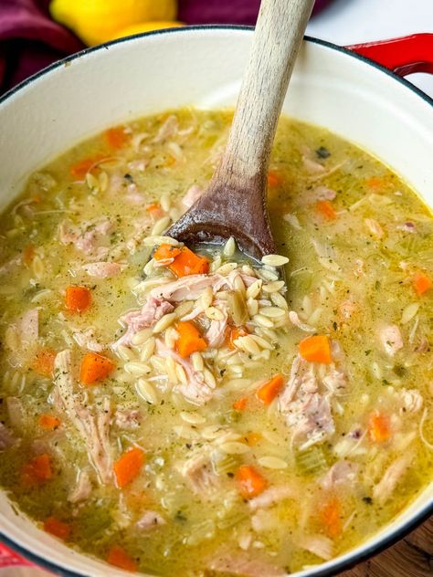 Easy Chicken Soup Recipes Simple, Italian Chicken Orzo Soup, Chicken Soup Orzo Recipes, Dairy Free Chicken Soup Recipes, Homemade Chicken Orzo Soup, Toasted Orzo Chicken Soup, Orzo Pasta Soup Recipes, Chicken Broth Soup Recipes Healthy, Slow Cooker Chicken Orzo Soup