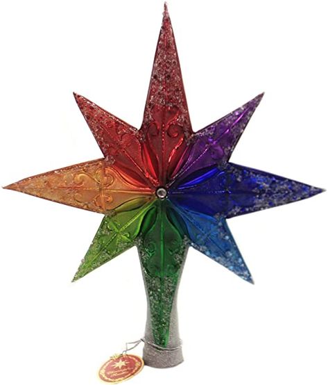 Christopher Radko Hand-Crafted European Glass Christmas Decorative Finial Tree Topper, Rainbow Stellar Best Christmas Tree Toppers, Finial Tree Topper, Lighted Star Tree Topper, Silver Tinsel Tree, Snowman Tree Topper, Christmas Tree Toppers Lighted, Handcrafted Christmas Ornaments, Swarovski Christmas, Christmas Tree Star Topper