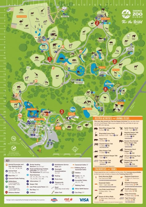 Taronga Western Plains Zoo Map (2024 - 2019) | ThemeParkBrochures.net Planet Zoo Layouts Map, Zoo Map, Zoo Architecture, Summer Camps For Kids, Level Design, Summer Camps, Illustrated Map, Us Map, Summer Camp