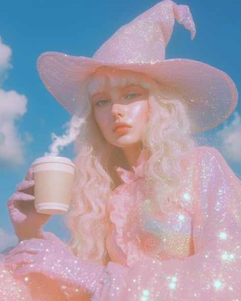 Witch & pumpkin latte 🎃☕️ #simplyaiprompts . . . . #starbuckslover #pumpkinspicelatte #witchyseason #halloweendrink #fallvibes #witchaesthetic #witchart #ilikeitalatte Pink Witch Costume, Soft Witch Aesthetic, Pastel Witch Aesthetic, Pink Witch Aesthetic, Love Witch Aesthetic, Witch Aesthetic Fashion, Witchcraft Ideas, Pastel Witch, W.i.t.c.h Art