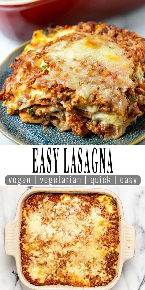 Get ready to wow your family and friends with this amazing Easy Homemade Lasagna recipe! 😍 The perfect blend of rich, creamy sauce, tender noodles, and savory vegan meat will have everyone asking for seconds. Don't forget the cheesy goodness that makes this dish irresistible! 🧀 Pescatarian Lasagna Recipe, Vegan Mexican Lasagna, Easy Vegan Lasagna Recipe, Vegan Gluten Free Lasagna Recipe, Egg Free Lasagna Recipe, Beyond Meat Lasagna, Vegetarian Lasagna Easy, Eggless Lasagna, Lasagna Recipe No Egg