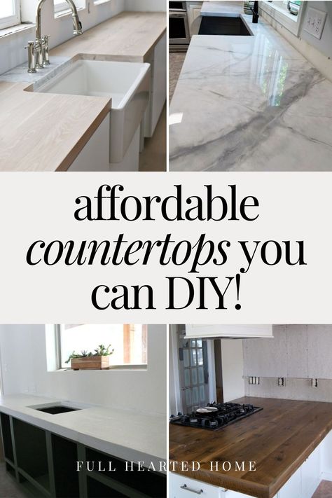 How to Make Your Own DIY Kitchen Countertops - Full Hearted Home Resurfacing Kitchen Countertops, Refinish Corian Countertops, Large Ceramic Tile Countertops Kitchen, Peel And Stick For Countertops, Diy New Countertops, How To Install A Countertop, Kitchen Diy Countertops, How To Remove Laminate Countertops, Upgrade Countertops Diy