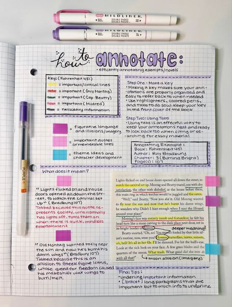 Book Annotation Tips, Notes School, English Notes, Note Taking Tips, School Preparation, High School Organization, School Study Ideas, Exam Study Tips, Study Tips For Students