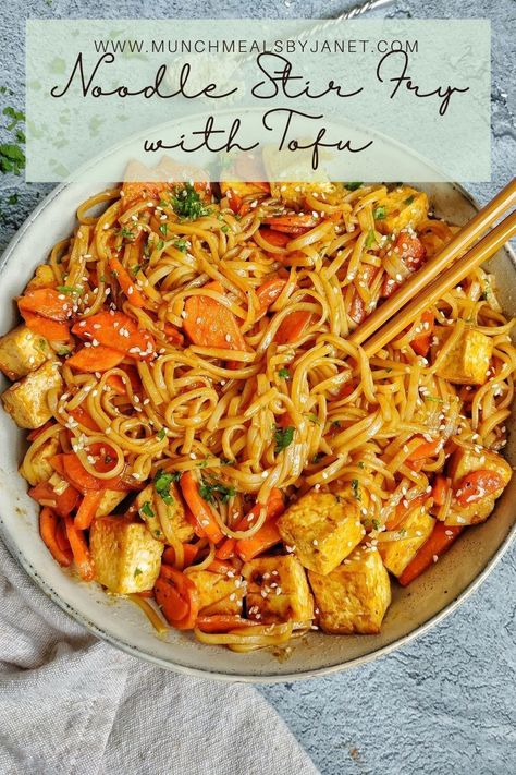 A cozy, flavorful dish of Vegan Stir Fry Noodles with Tofu will hit the spot and satisfy those takeout cravings. This recipe is simple and uses pantry ingredients for the quick sauce, and is perfect for adding any vegetables of your choice! Vegan Stir Fry Noodles, Noodles With Tofu, Vegan Meal Prep Ideas, Cashew Cream Sauce, Tofu Noodles, Fry Noodles, Vegan Stir Fry, Ramen Stir Fry, Vegan Bolognese