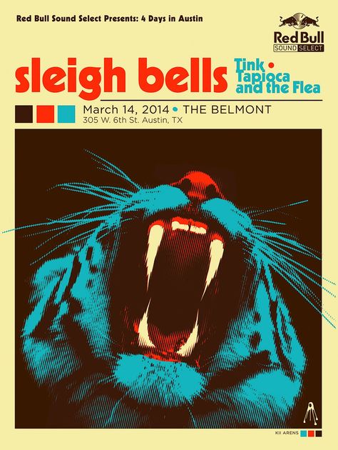 Sxsw Poster, Concert Poster Design, Music Flyer, Sleigh Bells, Sleigh Bell, Music Artwork, Rock Posters, Gig Posters, Band Posters