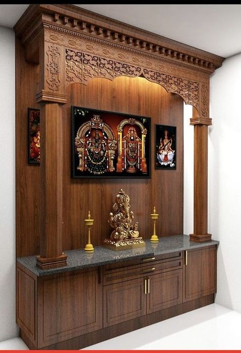 Modern Wooden Cupboard Design, Puja Unit, Wooden Cupboard Design, Pooja Room Designs, Pooja Room Ideas, Mandir Designs, Pooja Unit, Pooja Door Design, Pooja Door