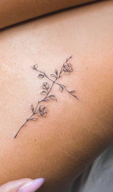 Simple Back Shoulder Tattoos For Women, Thorn And Flower Tattoo, Cross With A Crown Tattoo, Cross With Leaves Tattoo, Cross Vine Tattoo, Rib Cross Tattoos For Women, Thorn Cross Tattoo, Cross With Thorns Tattoo, Roses And Thorns Tattoo