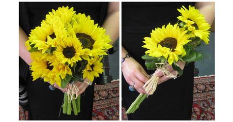 How to Make the Perfect Sunflower Wedding Bouquet Diy Sunflower Wedding, Wedding Bouquet With Sunflowers, Bouquet With Sunflowers, Diy Sunflower, Sunflower Wedding Bouquet, Mini Sunflowers, Homemade Wedding, Sunflower Bouquet, Flower Business