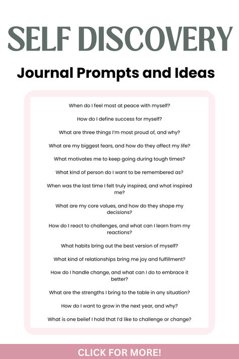 Ready to know yourself better? Use these 50 journal prompts for self discovery to understand your true self, work on your emotionals, develop healthy habits and challenge limiting beliefs. Journal Prompts Limiting Beliefs, Journal Prompts To Find Yourself, Scripting Prompts, 50 Journal Prompts, Journal Prompts For Personal Growth, Self Discovery Journal Prompts, Prompts For Self Discovery, Self Discovery Journal, What Motivates Me