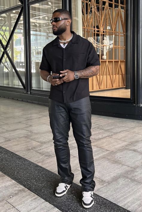 Black Guy Birthday Outfit, Guys Going Out Outfit Night Out, Men’s New Year’s Eve Outfits, Men Bday Outfit, Black Men New Years Outfit, Jamaica Men Outfits, Black Men’s Date Outfit, New Years Mens Outfits, Party Fit Men