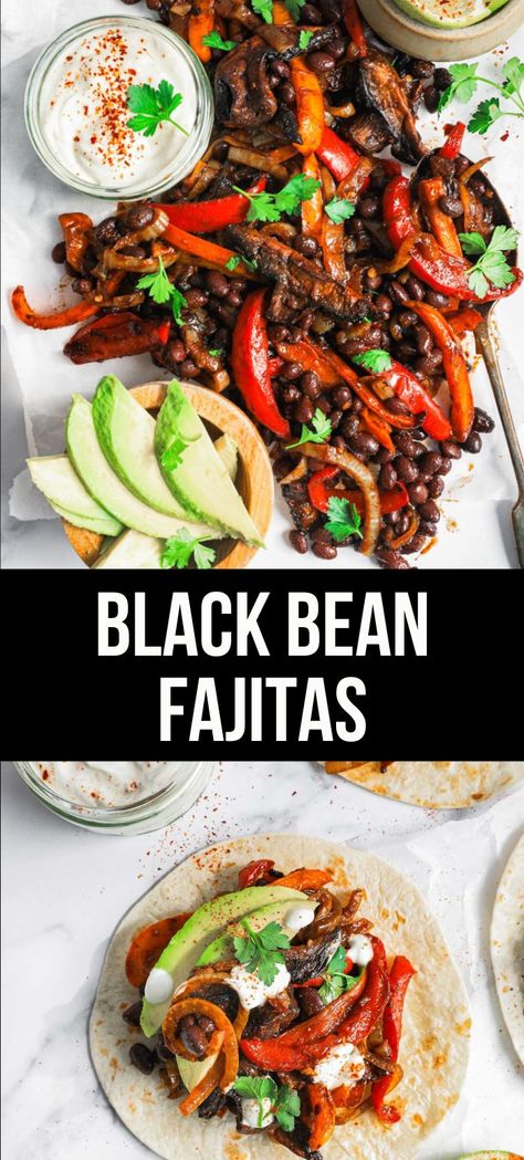 Vegetable Fajitas Recipe, Black Bean Fajita Skillet, Vegetarian Fajitas Recipe, Vegan Fajitas Recipe, Fajita Recipe Vegetarian, Veg Fajitas, Fajitas Vegetarian, Black Bean Fajitas, Vegan Sheet Pan Dinners