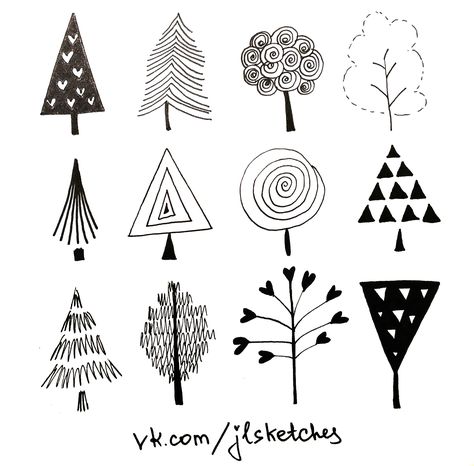 doodle trees Trees Doodle, Doodle Trees, Doodle Tree, Tree Doodles, Doodle House, Drawing Ideas Easy Doodles, Draw Trees, Doodles Illustration, Pattern Doodle