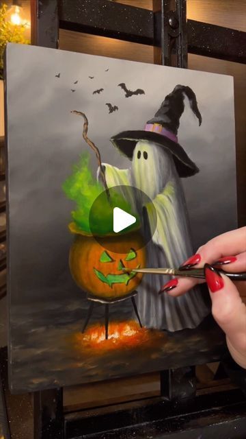 Halloween Acrylic Painting Ideas, Halloween Pumpkin Painting Ideas, Halloween Pumpkin Painting, Paint Lessons, Painted Pumpkin Ideas, Ghost Drawing, Traditional Halloween, Pumpkin Painting Ideas, Carving Pumpkins