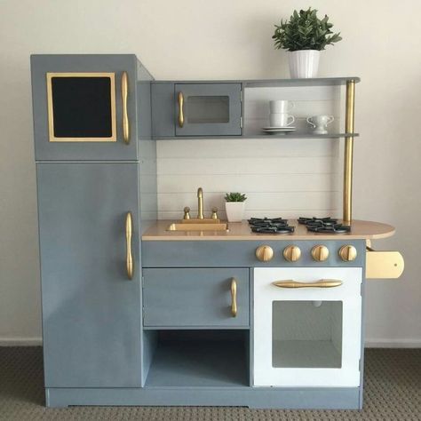 Wooden Toy Kitchen Makeover, Kmart Play Kitchen Makeover, Play Kitchen Remodel, Kidkraft Kitchen Makeover, Kids Kitchen Makeover, Kidkraft Kitchen, Play Kitchen Makeover, Kids Wooden Kitchen, Diy Kids Kitchen