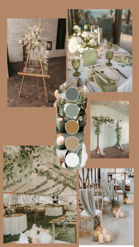 Green And Beige Wedding Theme, Sage Green And Beige Wedding, Beige Wedding Theme, Sage Green Wedding Theme, Sage Green And Beige, Sage Green Wedding Colors, Wedding Theme Color Schemes, Forest Theme Wedding, Tan Wedding