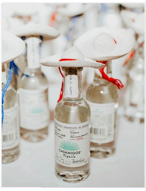 Mini Casamigos Bottles, Tequila Favors Wedding, Tacos And Tequila Wedding, Mini Tequila Bottles Gift Party Favors, Cabo Wedding Favors, Tacos And Tequila Engagement Party, Casamigos Party Decor, Casamigos Themed Party, Casamigos Bachelorette