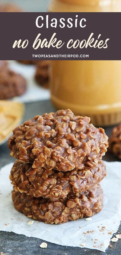 Classic No Bake Cookies, Peanut Butter No Bake Cookies, Easy No Bake Cookies, Easy Dessert Recipes Quick, Peanut Butter No Bake, Baking Recipes Cookies, Easy Peanut Butter, Bake Cookies, India Food